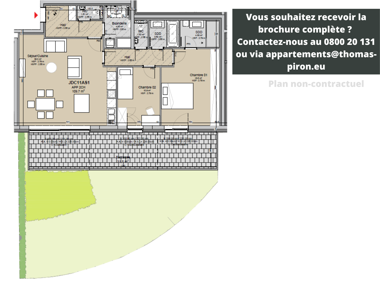 Appartement à vendre à Louvain-la-Neuve 1348 575000.00€ 2 chambres 110.00m² - Annonce 106551
