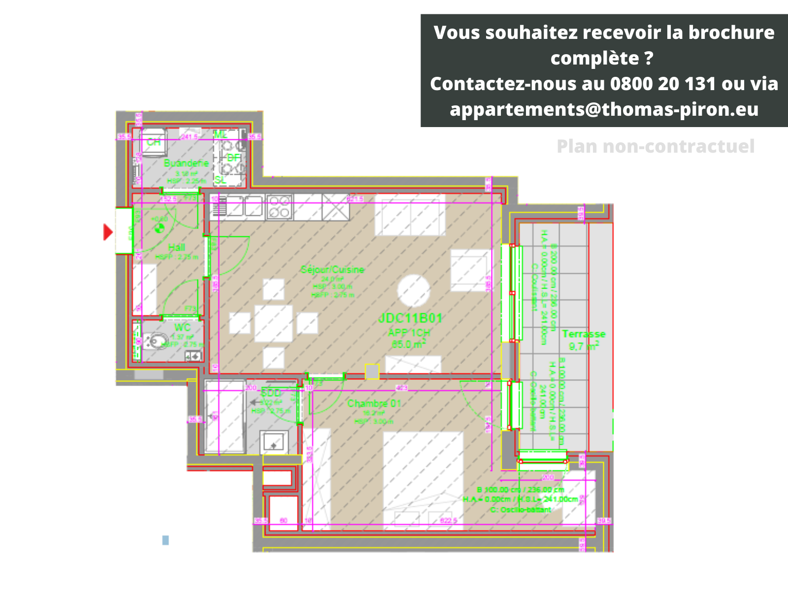 Appartement à vendre à Louvain-la-Neuve 1348 295000.00€ 1 chambres 65.00m² - Annonce 106548