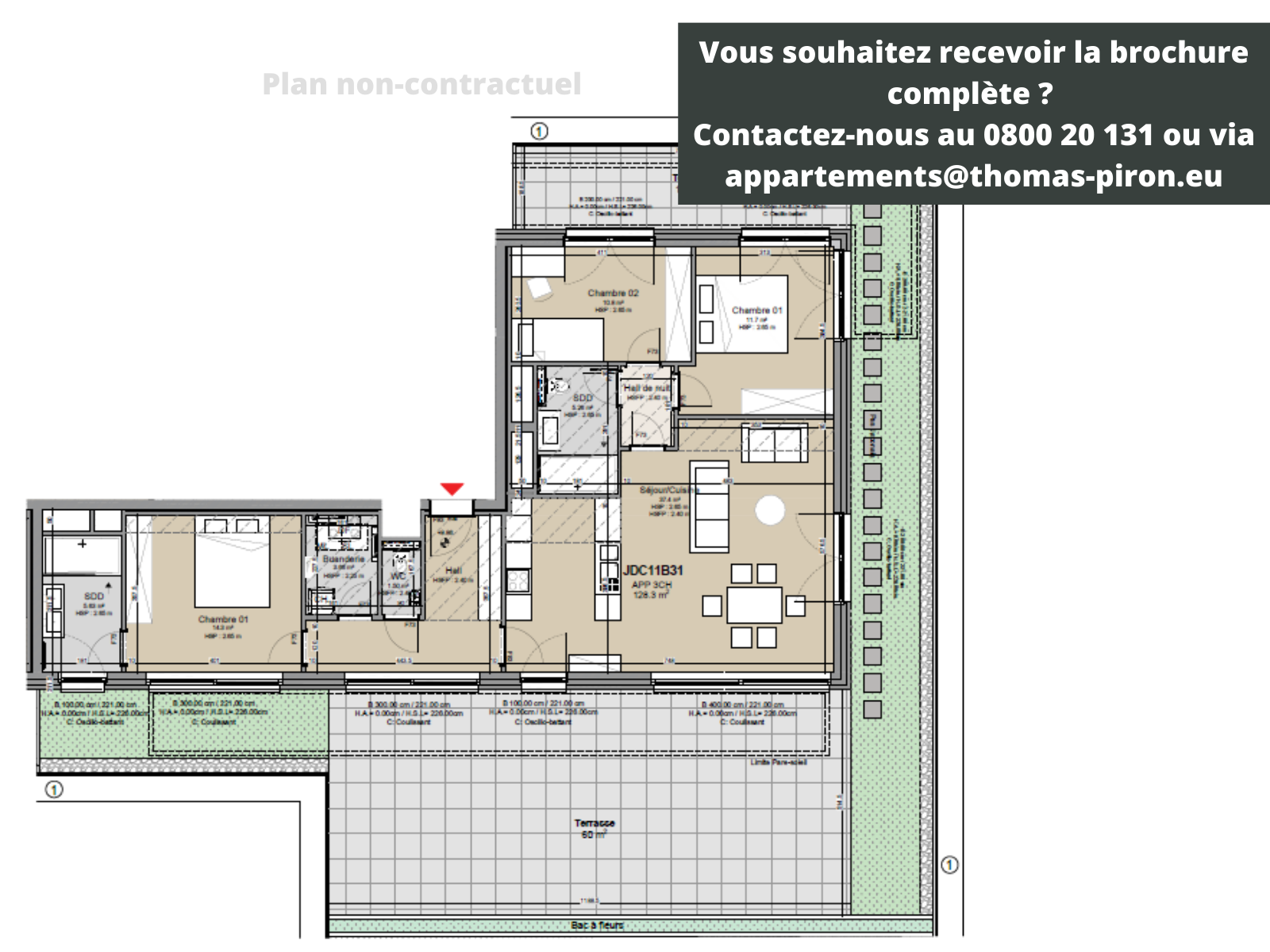 Appartement à vendre à Louvain-la-Neuve 1348 875000.00€ 3 chambres 128.00m² - Annonce 107298
