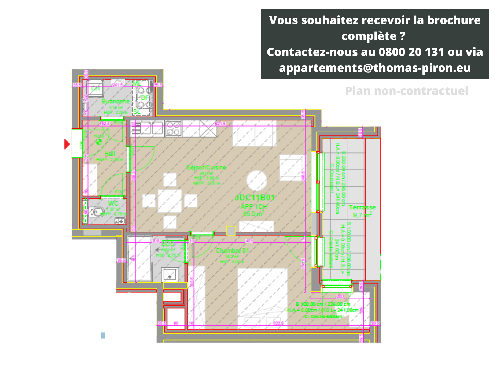 Appartement te  koop in Louvain-la-Neuve 1348 295000.00€ 1 slaapkamers 65.00m² - Zoekertje 204898