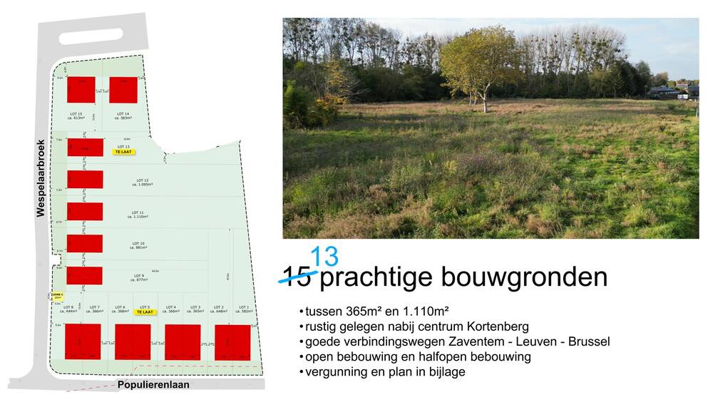 Grond te  koop in Kortenberg 3070 280000.00€  slaapkamers m² - Zoekertje 311106